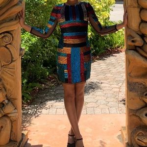 Sequin color block cocktail dress